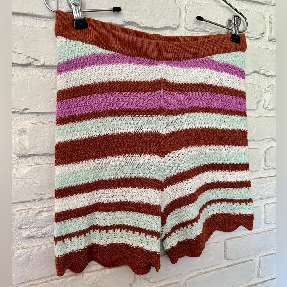 No‎ Comment High Waist Striped Crochet Knit Shorts Size Small - Picture 2 of 6